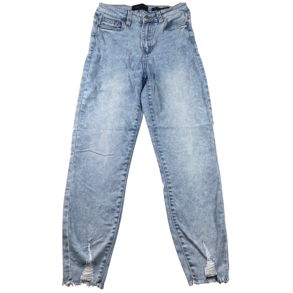 Kendall + Kylie High Rise Skinny Jeans Light Wash Distressed Hem Size 5/27